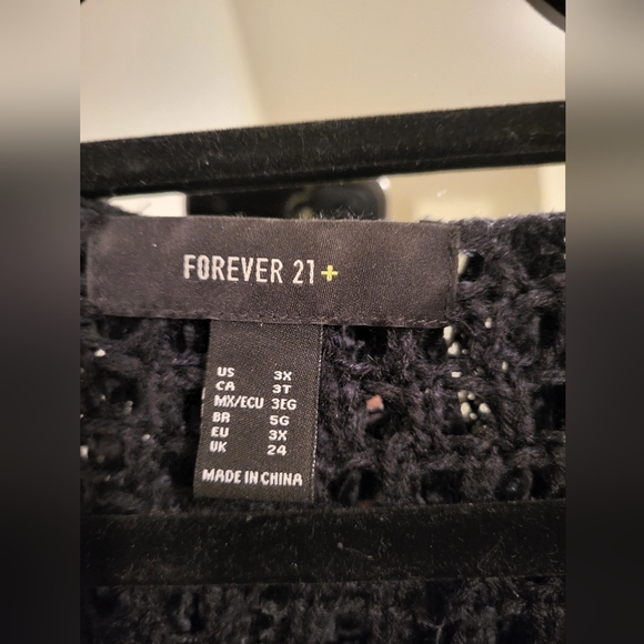 Black Fringe Oversized Cardigan, Forever 21, Sz 3x - Picture 2 of 8